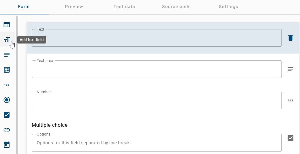 The screenshot that is displayed here shows the process of adding a new form field to the list.