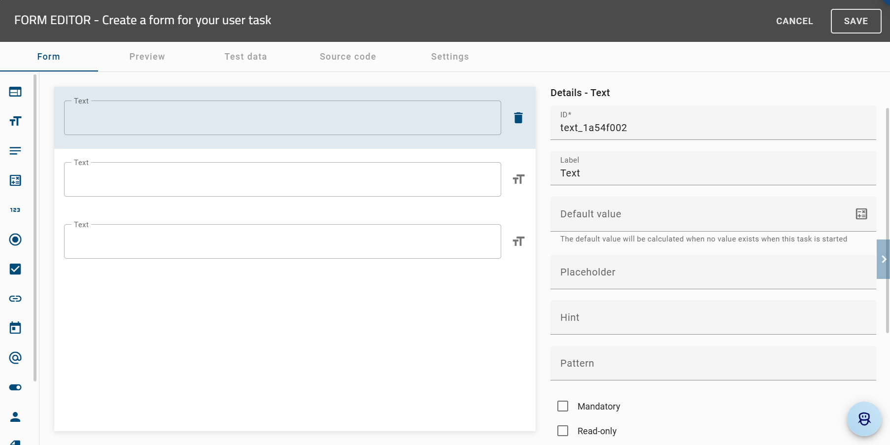 The screenshot which is displayed here shows the form editor.