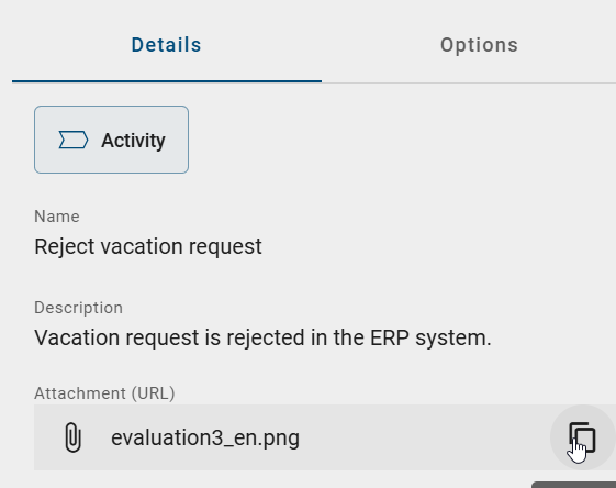This screenshot shows the "Copy URL" button.