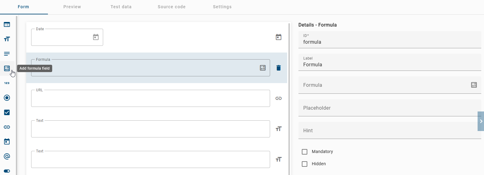 The screenshot which is displayed here shows the detail page of the formula form.