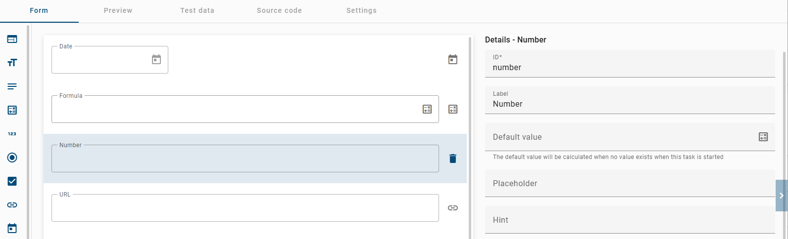The screenshot which is displayed here shows the detail page of the number form.